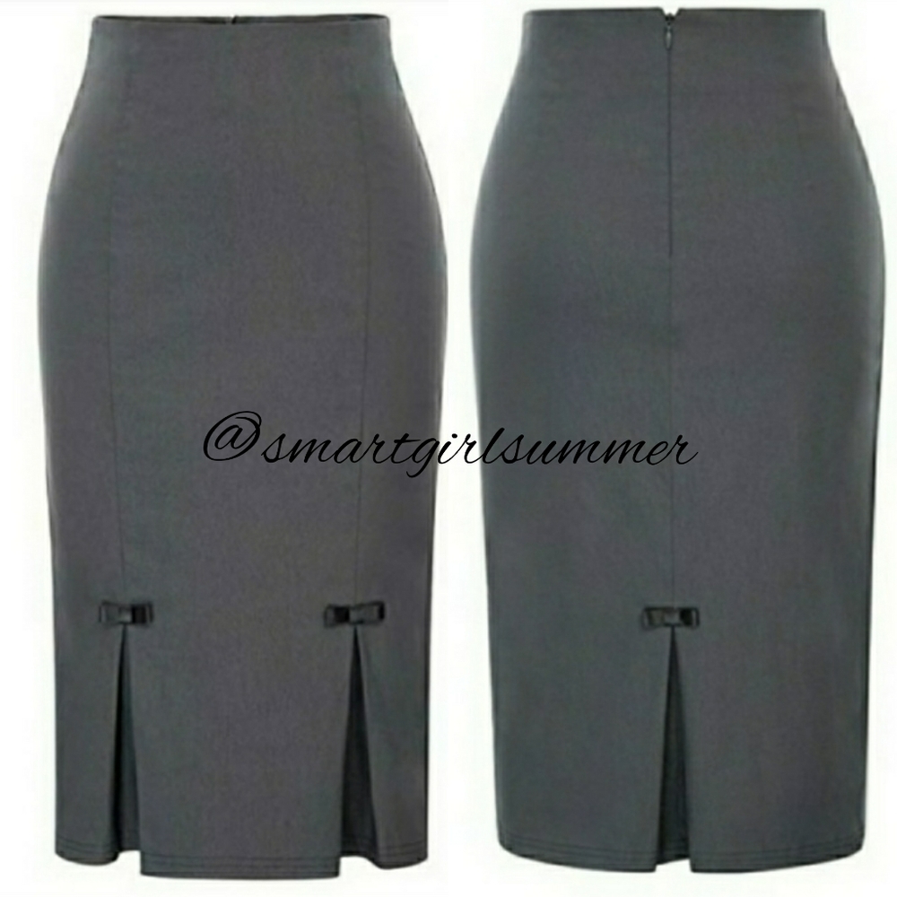 🆕⭐Grey high waist pencil bow vintage skirt